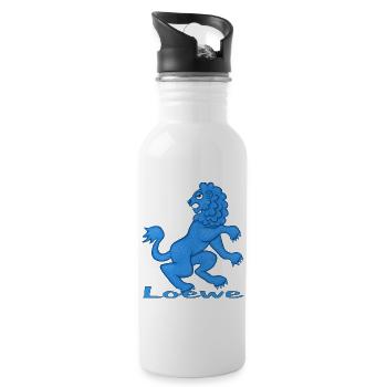 Signe du zodiaque Lion bleu - Gourde avec paille intégrée - blanc - Droite