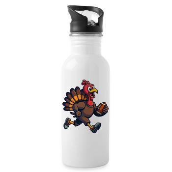 Thanksgiving Football Turkey - Water bottle with straw - white - Right