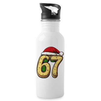 67 Number Biscuit Christmas - Water bottle with straw - white - Right
