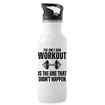 Funny Workout Mom Fitness Gym Weight Lifting - Water bottle with straw - white - Right