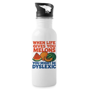 Quand la vie donne des melons dyslexiques - Gourde avec paille intégrée - blanc - Droite