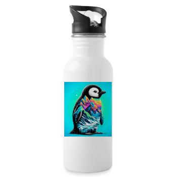 pingouin - Gourde avec paille intégrée - blanc - Droite