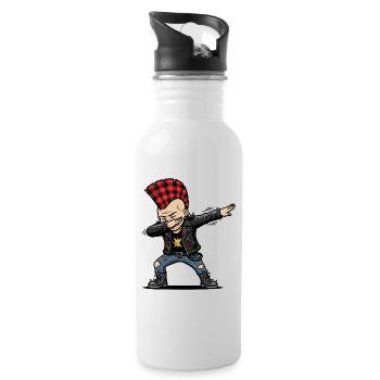 Dabbing Punk – Frecher Cartoon Style - Trinkflasche mit integriertem Trinkhalm - Weiß - Rechts