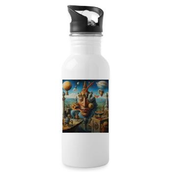 Surreal Mask World - Water bottle with straw - white - Right