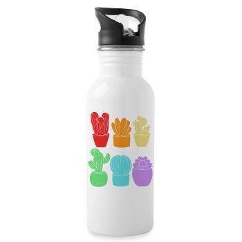 Cacti Plant Cactus - Water bottle with straw - white - Right