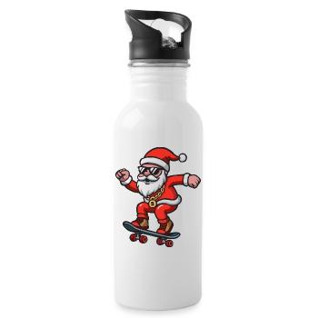Santa Skating - Water bottle with straw - white - Right