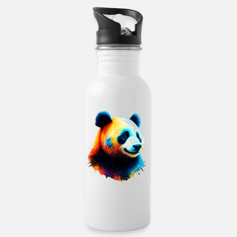 Panda - Gourde avec paille intégrée - blanc