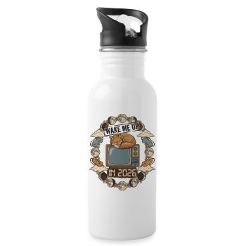 Wake Me Up In 2026 - Trinkflasche mit integriertem Trinkhalm - Weiß - Rechts