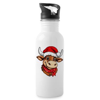 Weihnachten Stiere - Trinkflasche mit integriertem Trinkhalm - Weiß - Rechts