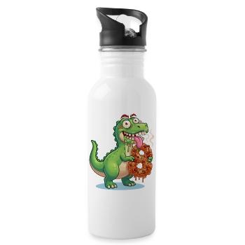Dinosaurier 8. Geburtstag Dino Nummer 8  - Trinkflasche mit integriertem Trinkhalm - Weiß - Rechts