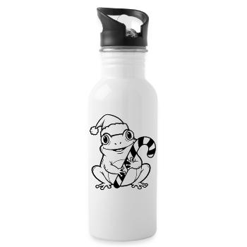 Weihnachtsfrosch mit Zuckerstange - Trinkflasche mit integriertem Trinkhalm - Weiß - Rechts