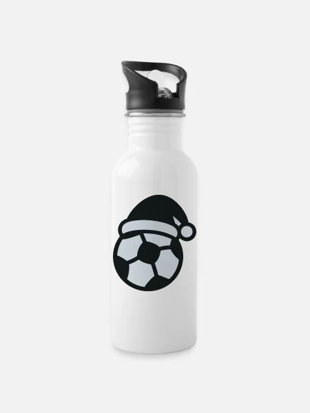 Soccer Snowman Christmas Sports - Water bottle with straw - white
