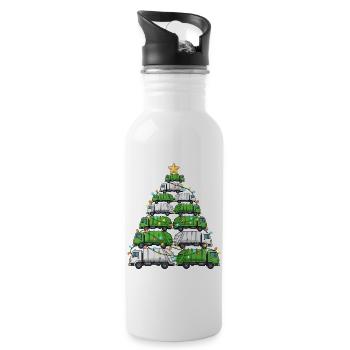 Cadeau drôle de sapin de Noël pour camion poubelle - Gourde avec paille intégrée - blanc - Droite