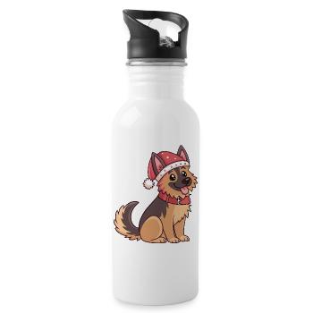 Festlicher Hund Weihnachtsmannhut - Trinkflasche mit integriertem Trinkhalm - Weiß - Rechts
