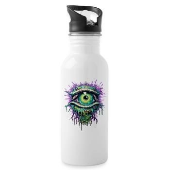 Psychedelic Eye Colorful LSD Drugs Trip - Water bottle with straw - white - Right