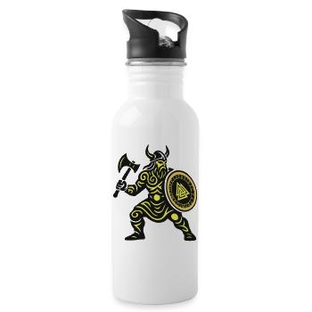 erstelle mir ein wildschwein als tribal in einem w - Trinkflasche mit integriertem Trinkhalm - Weiß - Rechts