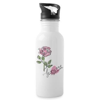 Rose - Gourde avec paille intégrée - blanc - Droite