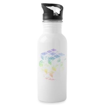 Couleurs arc-en-ciel du cube - Gourde avec paille intégrée - blanc - Droite