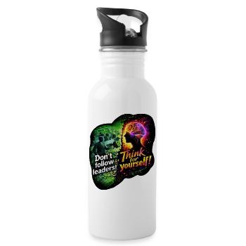 Think for yourself, don't follow leaders - Water bottle with straw - white - Right