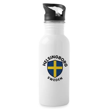 Shield with Swedish Flag - Water bottle with straw - white - Right