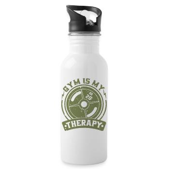 Gym is my therapy - Water bottle with straw - white - Right