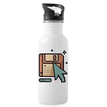 Floppy Disk Retro Internet - Water bottle with straw - white - Right