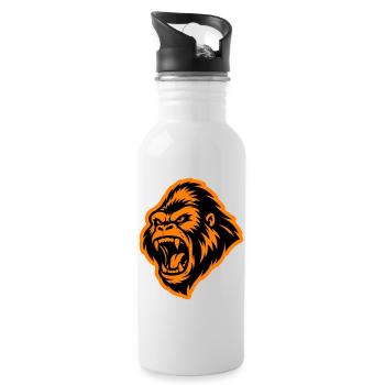 Gorilla Head - Water bottle with straw - white - Right