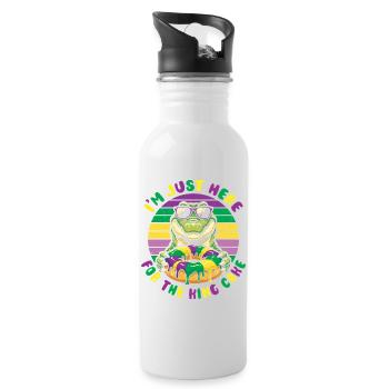 King Cake Mardi Gras Aligator - Trinkflasche mit integriertem Trinkhalm - Weiß - Rechts