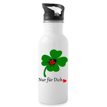 Shamrock with ladybug - Water bottle with straw - white - Right