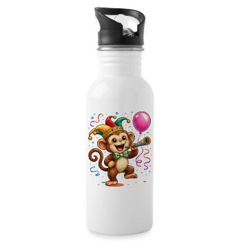 Singe de carnaval – Motif joyeux de carnaval - Gourde avec paille intégrée - blanc - Droite