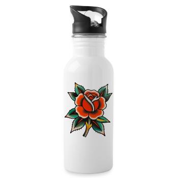 Rose Tatouée Classique - Gourde avec paille intégrée - blanc - Droite