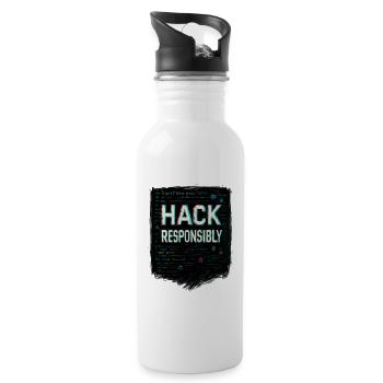 Cybersicherheit: Hack-Verantwortung - Trinkflasche mit integriertem Trinkhalm - Weiß - Rechts
