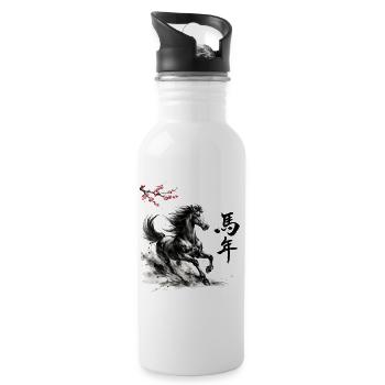 Chinese Year of the Horse 2026 - Water bottle with straw - white - Right