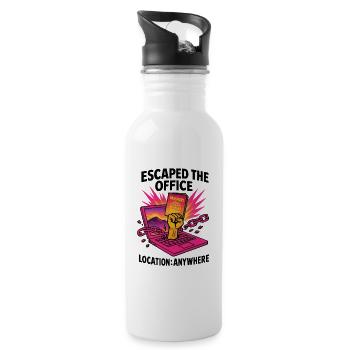T-Shirt Evasion Bureau Einrichtung Voll-Remote-Freiberufler - Trinkflasche mit integriertem Trinkhalm - Weiß - Rechts