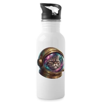 Cat astronaut in space helmet - Water bottle with straw - white - Right