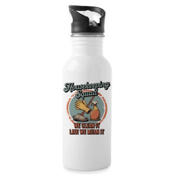 Funny Cleaning Design - Water bottle with straw - white - Right