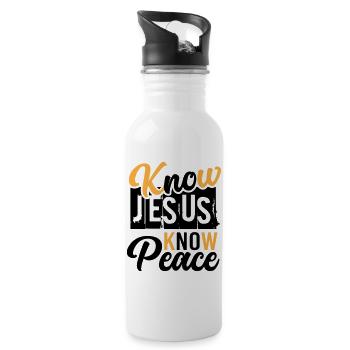 Know Jesus Know Peace – Frieden in Christus - Trinkflasche mit integriertem Trinkhalm - Weiß - Rechts