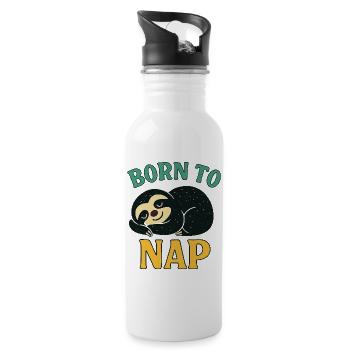 Born to Nap Sloth Illustration - Water bottle with straw - white - Right