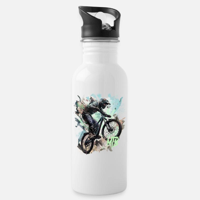 Mtb - Trinkflasche mit integriertem Trinkhalm - Weiß