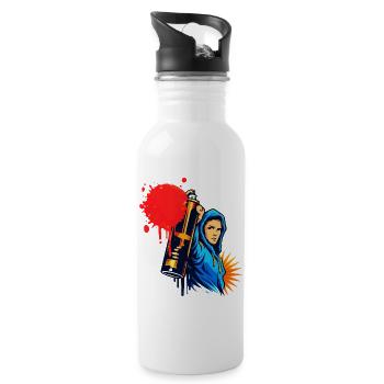Graffiti Sprayer with Spray Can in Urban Style - Water bottle with straw - white - Right