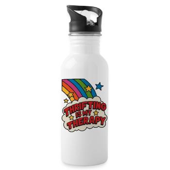 Thrifting Therapy Rainbow Sticker - Water bottle with straw - white - Right
