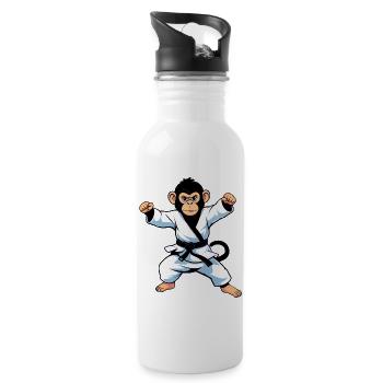 Schimpansen Affe im Karate Gi Kampfsport Motiv - Trinkflasche mit integriertem Trinkhalm - Weiß - Rechts