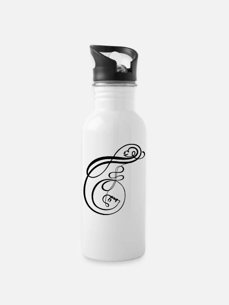 Faces de la calligraphie en forme de lettre F - Gourde avec paille intégrée - blanc