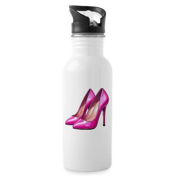 Pink shiny high heels - Water bottle with straw - white - Right