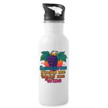 Grapes Squeeze Stomp Make Wine - Water bottle with straw - white - Right