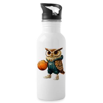 Basketball Owls - Water bottle with straw - white - Right