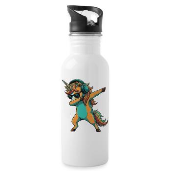 Gamer Unicorn Magical Horse Video Games Art - Water bottle with straw - white - Right