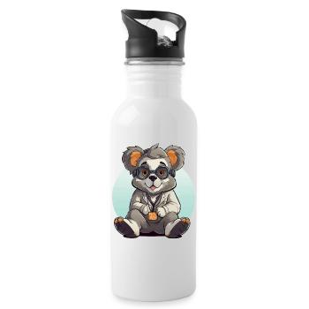 Kawaii Panda-Wissenschaftler - Trinkflasche mit integriertem Trinkhalm - Weiß - Rechts