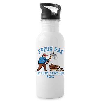 J'Peux Pas Je Dois Faire du Bois - Gourde avec paille intégrée - blanc - Droite