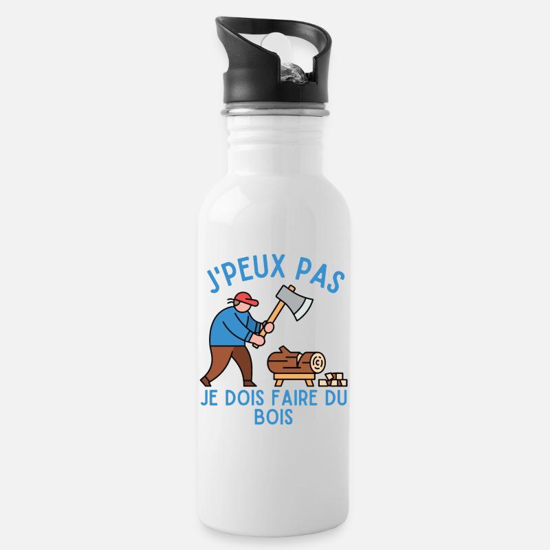 J'Peux Pas Je Dois Faire du Bois - Gourde avec paille intégrée - blanc